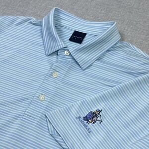 Dunning Fiddlesticks Golf Polo Shirt Mens Large Blue Striped Performance